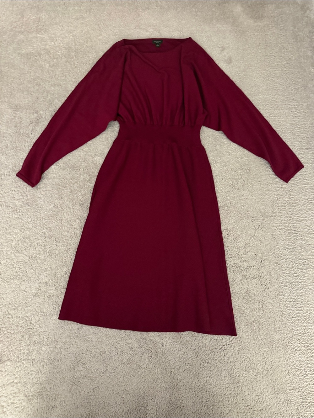 Ann Taylor Factory Long Sleeve Burgundy Knit Midi Dress